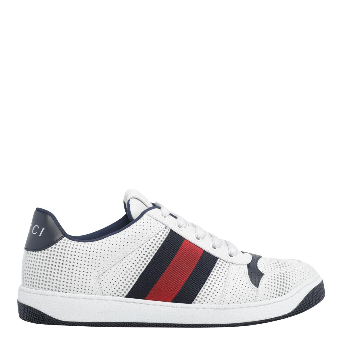 GUCCI White Leather Low-Top Sneakers