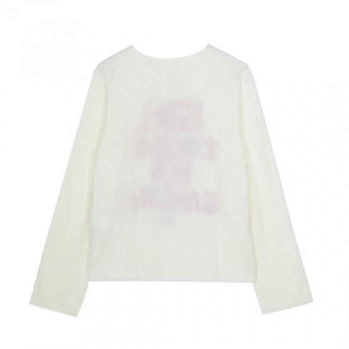 Comme des Garcons Strawberry Waist Logo White Round Neck Knit Sweater