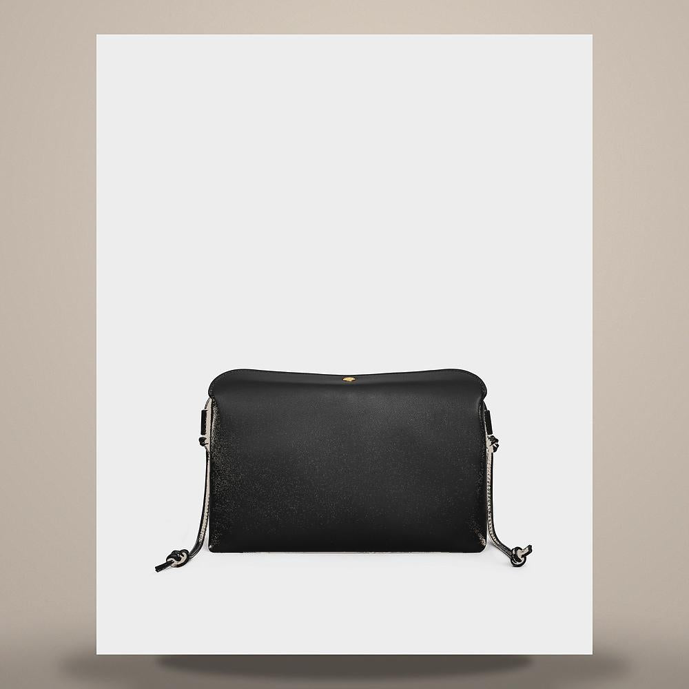 CELINE Trio Flap Soft Lambskin Black Tote Bag