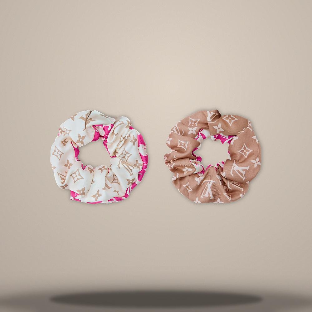 Louis Vuitton Cream Safari LV Scrunchie Set Hair Accessory M15320