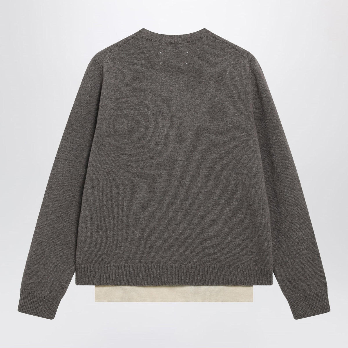 Maison Margiela V-Neck Knit Sweater Men Beige Wool