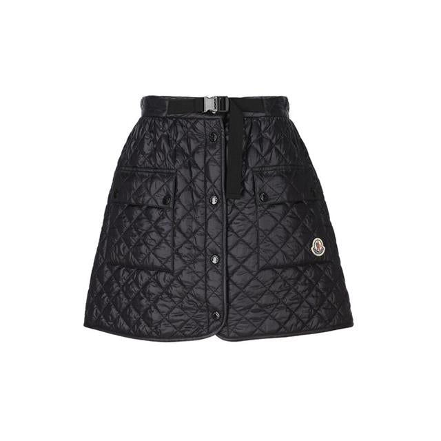 Moncler Logo Quilted Mini Skirt Black Women’s