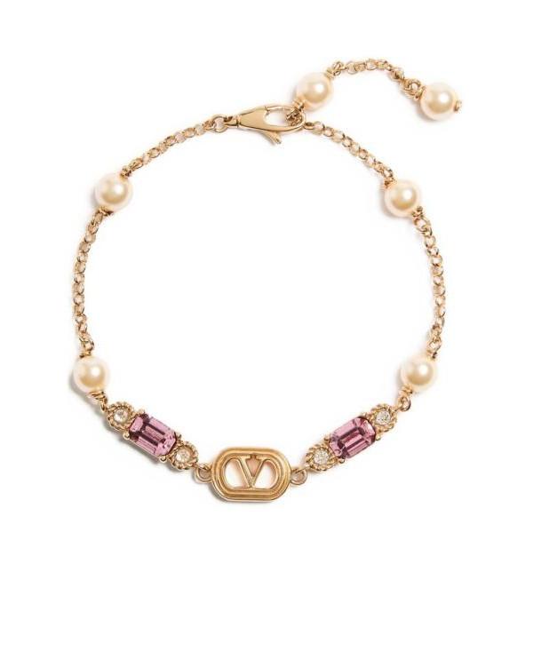 VALENTINO Oval Metal Crystal Bracelet