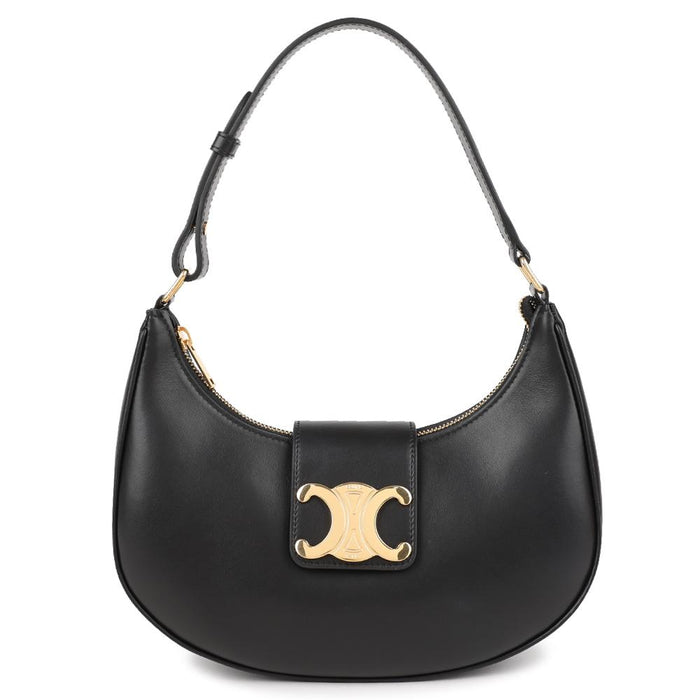 CELINE Medium Triomphe Ava Bag Black Leather Shoulder Bag 114493DGQ 38NO