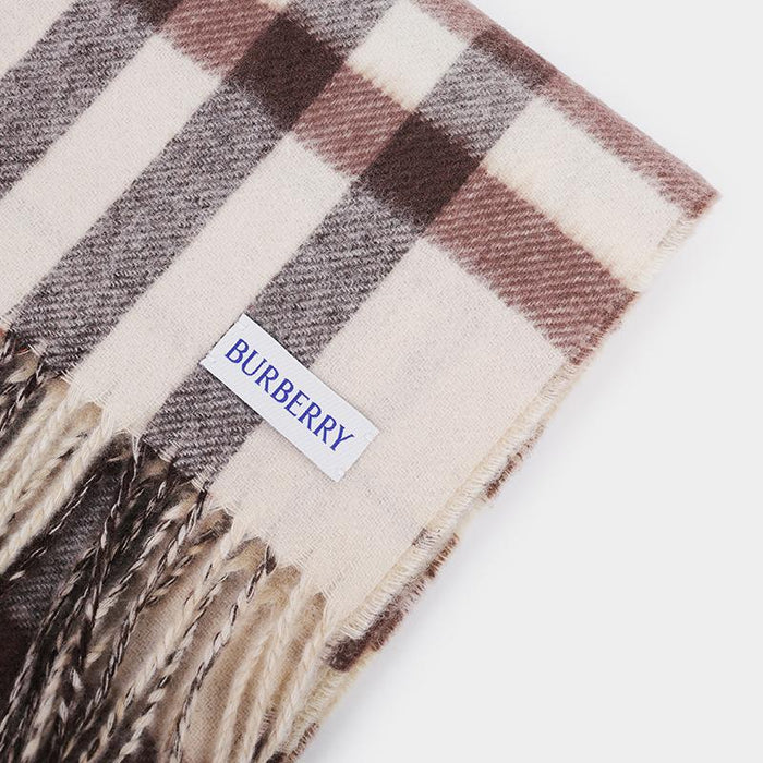 BURBERRY Reversible Contrast Check Cashmere Scarf Beige