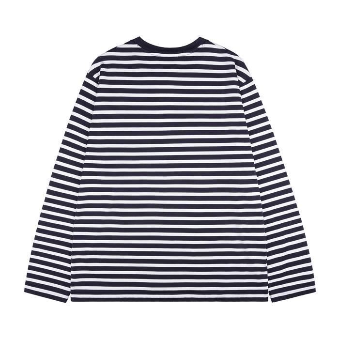 Maison Kitsune Logo Patch Long Sleeve T-Shirt Navy Cotton Me PM00122 KJ0044 B481