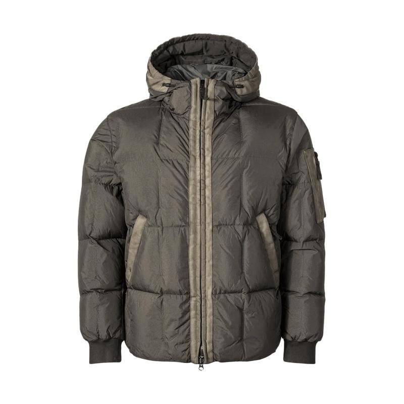 STONE ISLAND Logo Patch Down Jacket for Men Navy