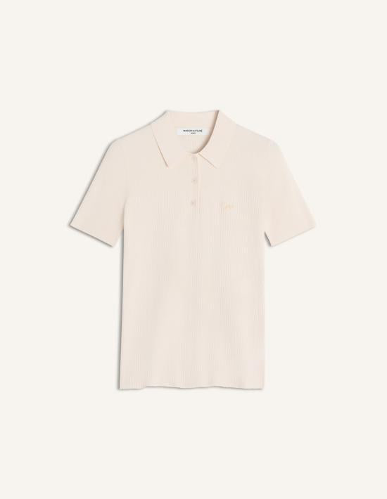 Maison Kitsune Noble Beige Cotton Polo Shirt for Women
