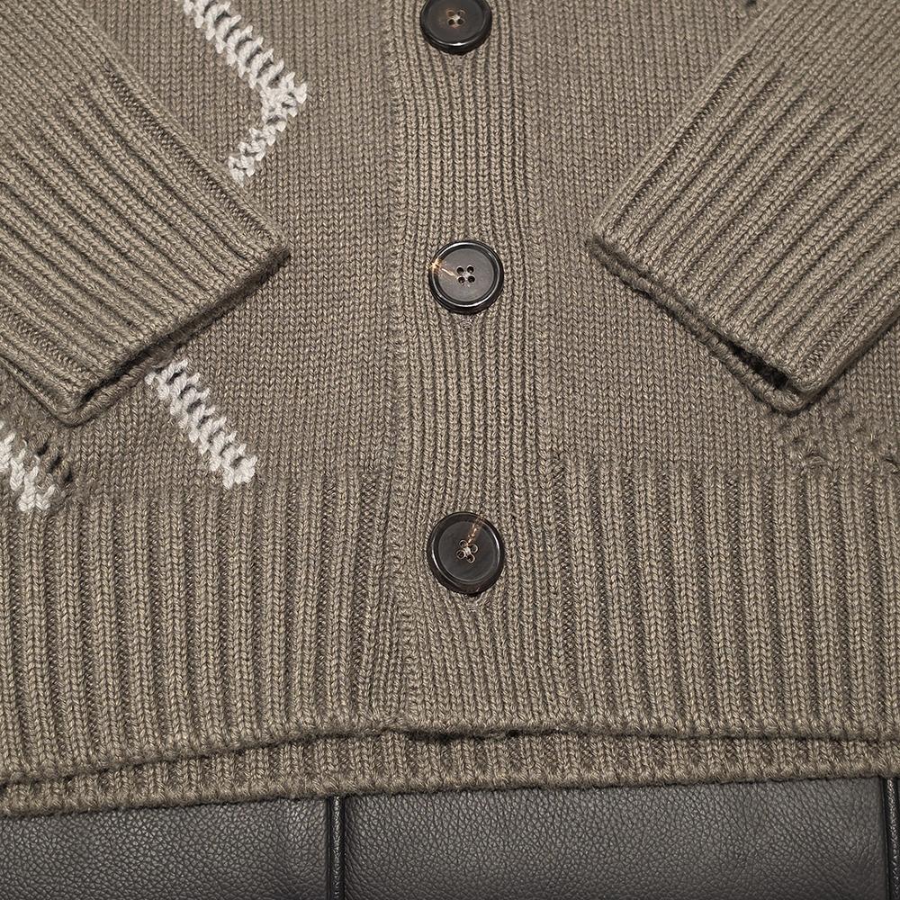 HERMES Mens Joa et Azur Button Cardigan Taupe Brown