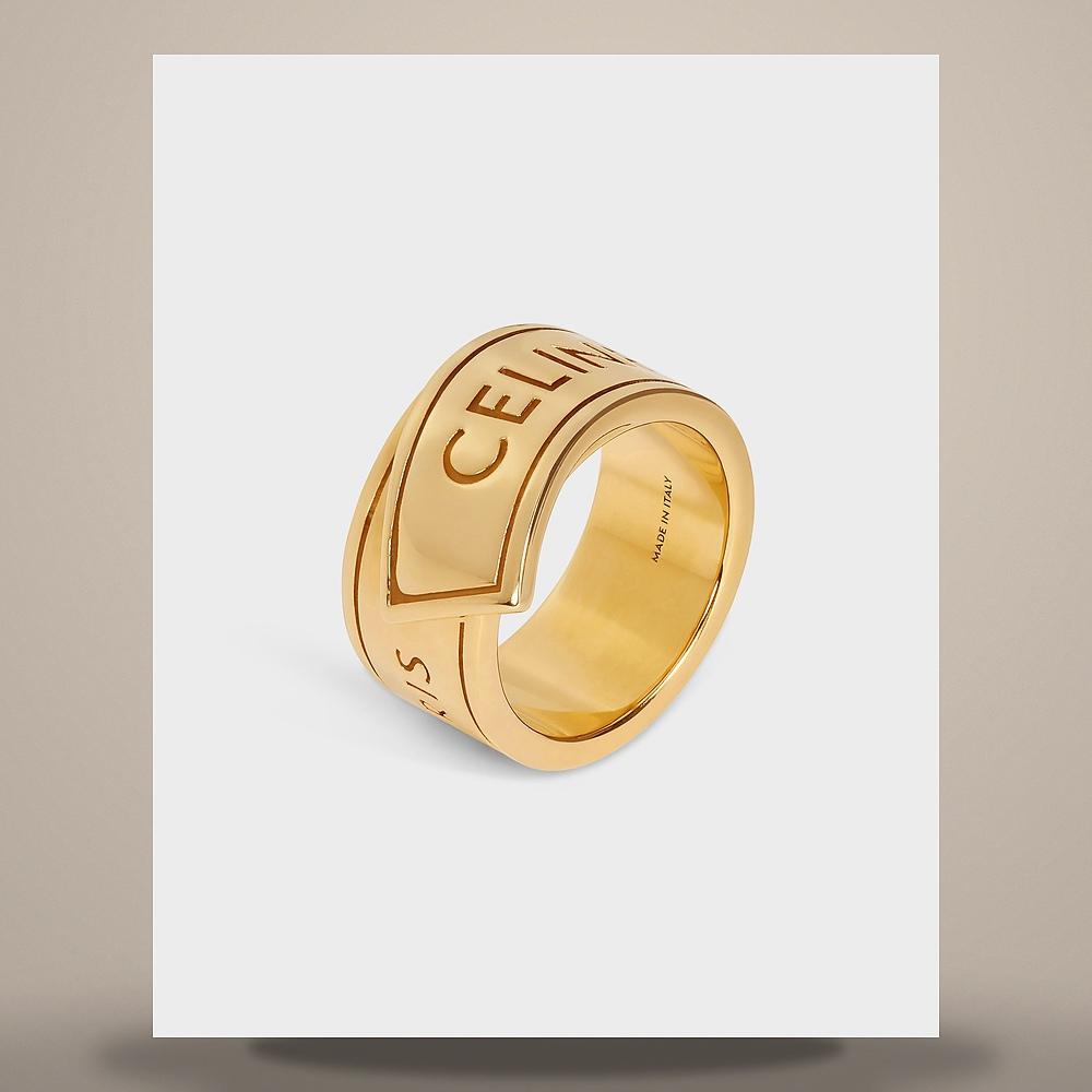 CELINE Triomphe Signet Ring Varnished Gold Finish Brass Lilac Gol B107N3F86 GGX5