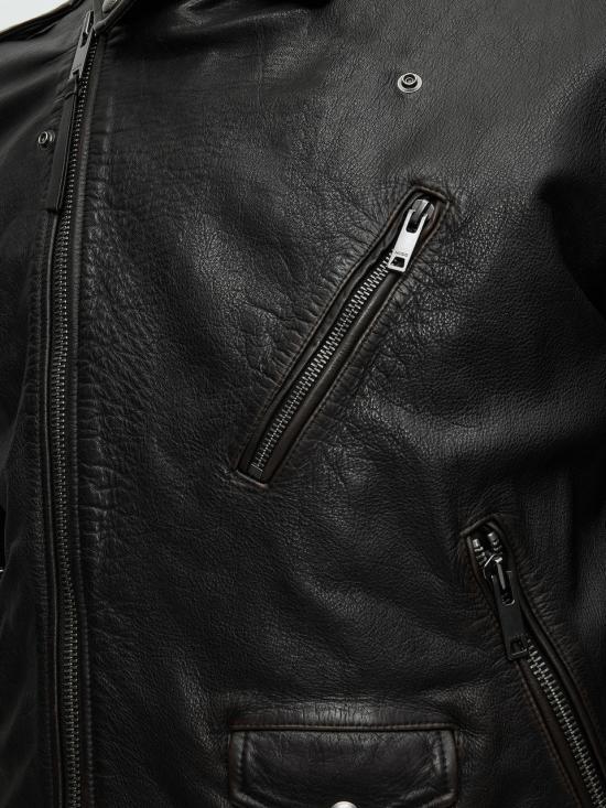 HUGO BOSS Leather Jacket for Men 50564071 001 BLACK DOM