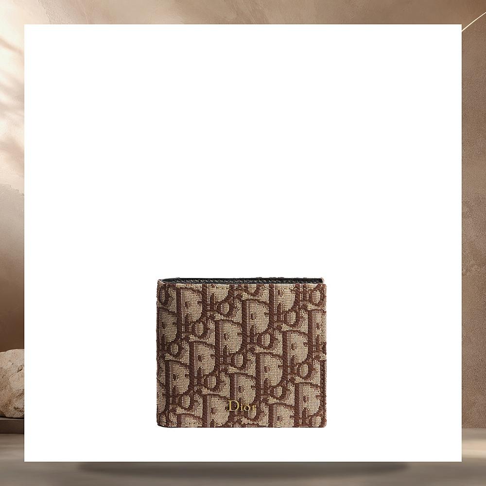 DIOR Brown Oblique Jacquard Coin Card Holder Wallet 2ESBC027YYEH45E