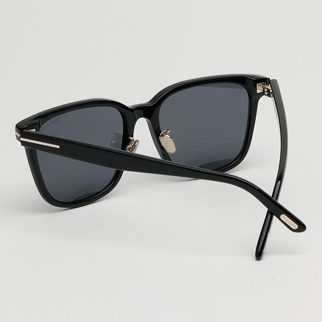 TOM FORD Black Square Acetate Sunglasses Asian Fit Unisex TF1136K 01A