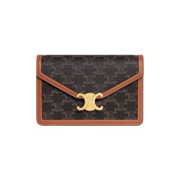 CELINE Shiny Calfskin Wallet on Chain Shoulder Bag Tan