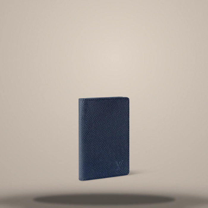 Louis Vuitton Navy Blue Akaju Brown Pocket Organizer Wallet Z3242
