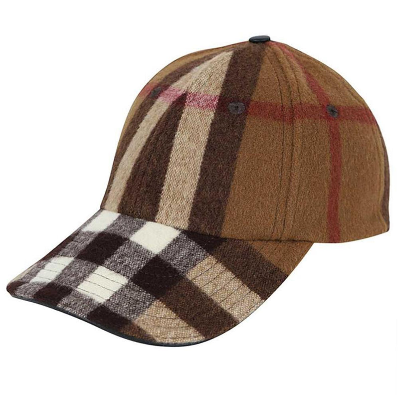 BURBERRY Brown Check Wool Baseball Cap