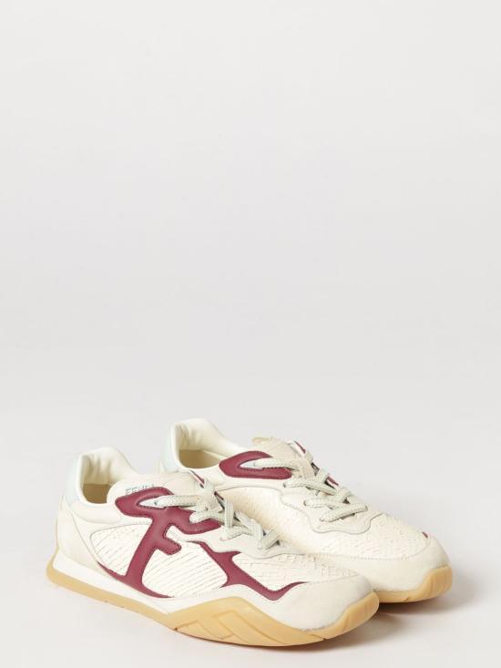 FENDI Beige Leather Low-Top Sneakers