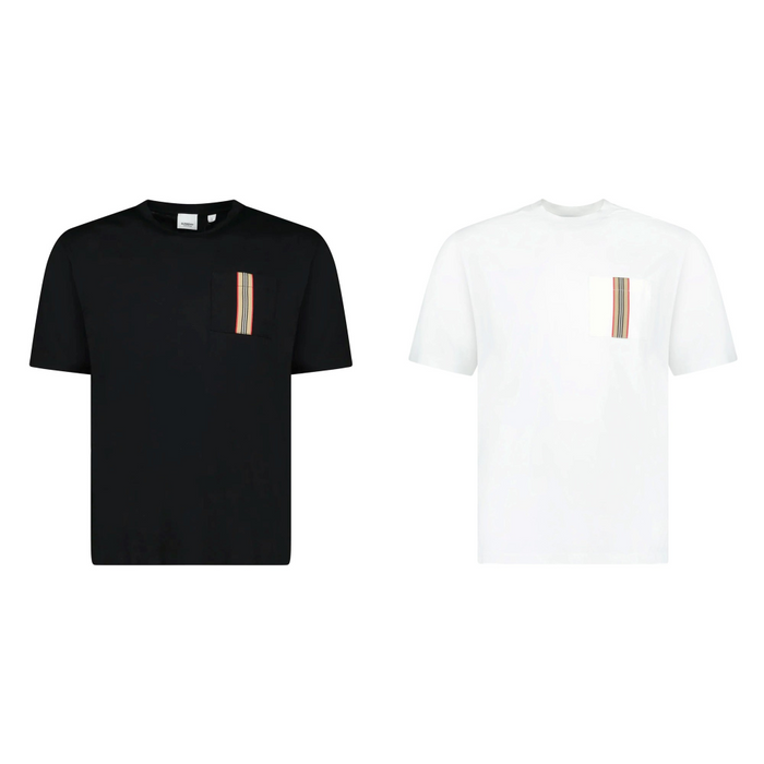 BURBERRY Icon Stripe Pocket Cotton T-Shirt
