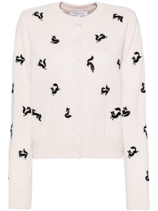 Maison Kitsune Fancy Fox Embroidered Knit Cardigan NW00504 KF0001 P705