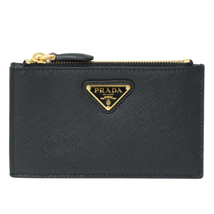 PRADA Leather Triangle Logo Women’s Card Holder Wallet Black
