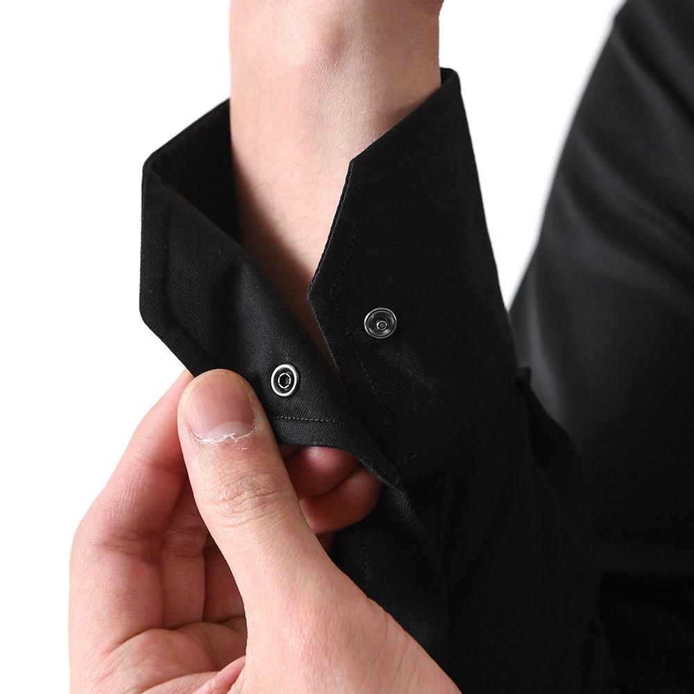 Emporio Armani Banded Collar Black Long Sleeve Shirt