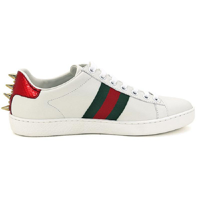 GUCCI Ace Studded Low Top Sneakers White Leather Unisex