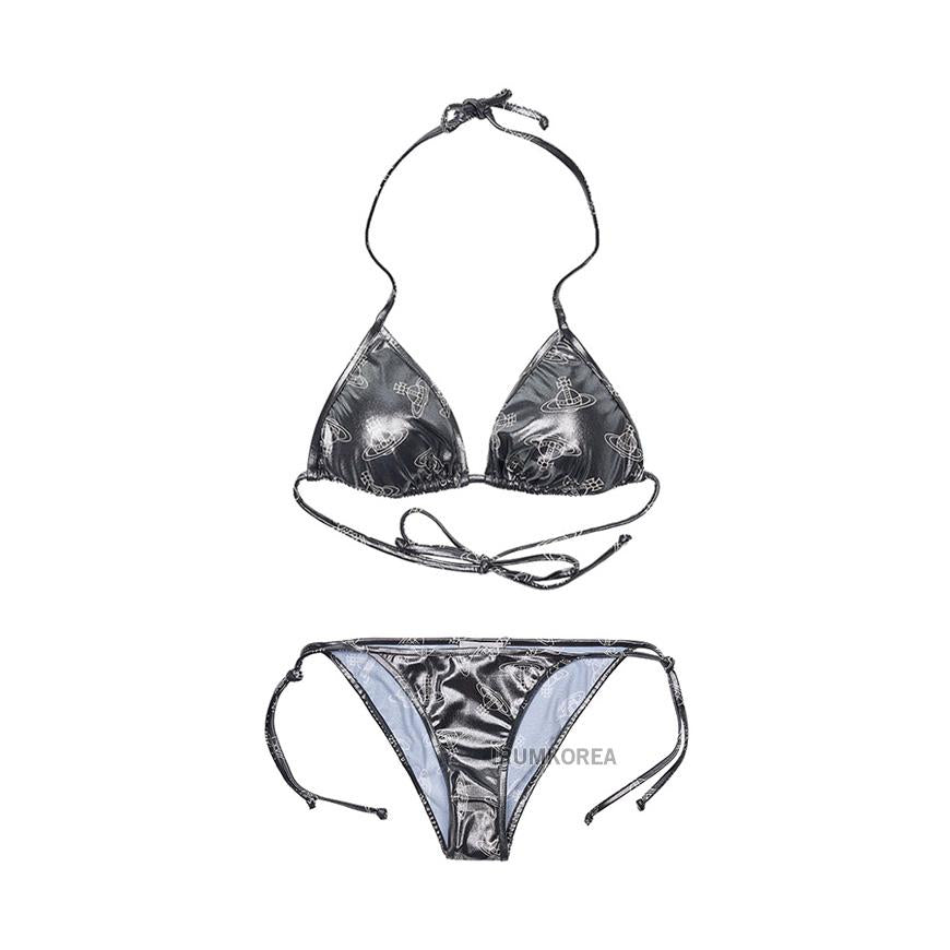 Vivienne Westwood Women’s Logo Pattern Bikini Swimsuit Black