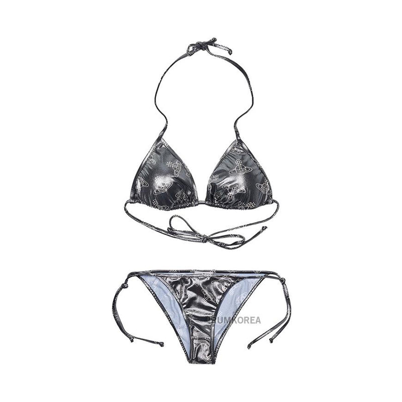 Vivienne Westwood Women’s Logo Pattern Bikini Swimsuit Black