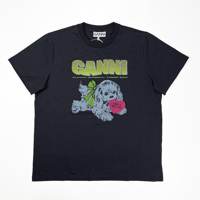 GANNI Poodle Graphic Black Short-Sleeve T-Shirt