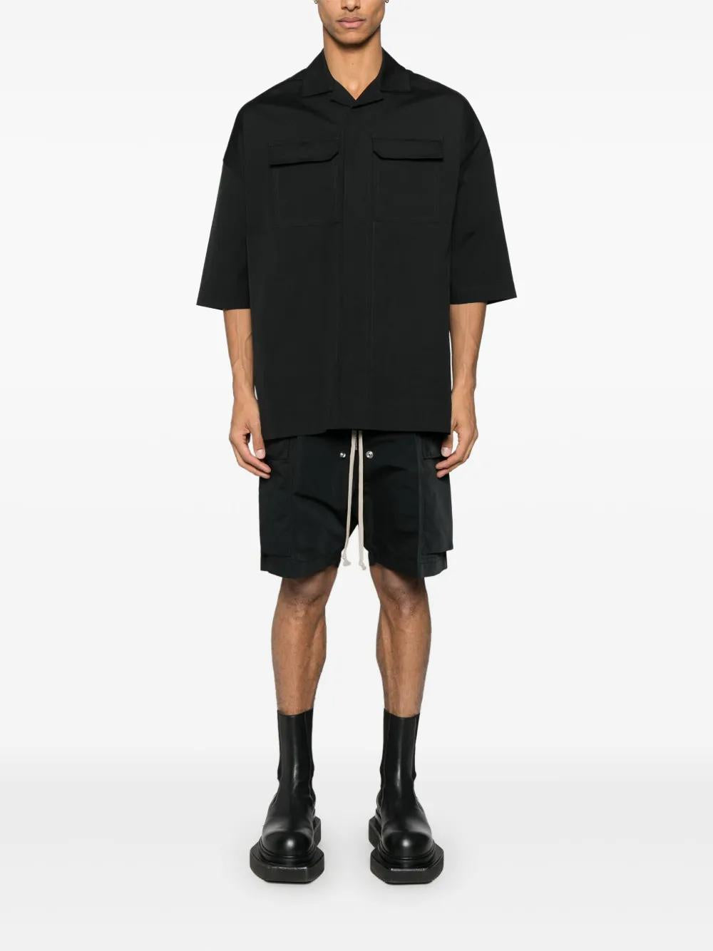 Rick Owens MAGNUM TOMMY Black Short Sleeve Shirt RU01E5298 TE 09