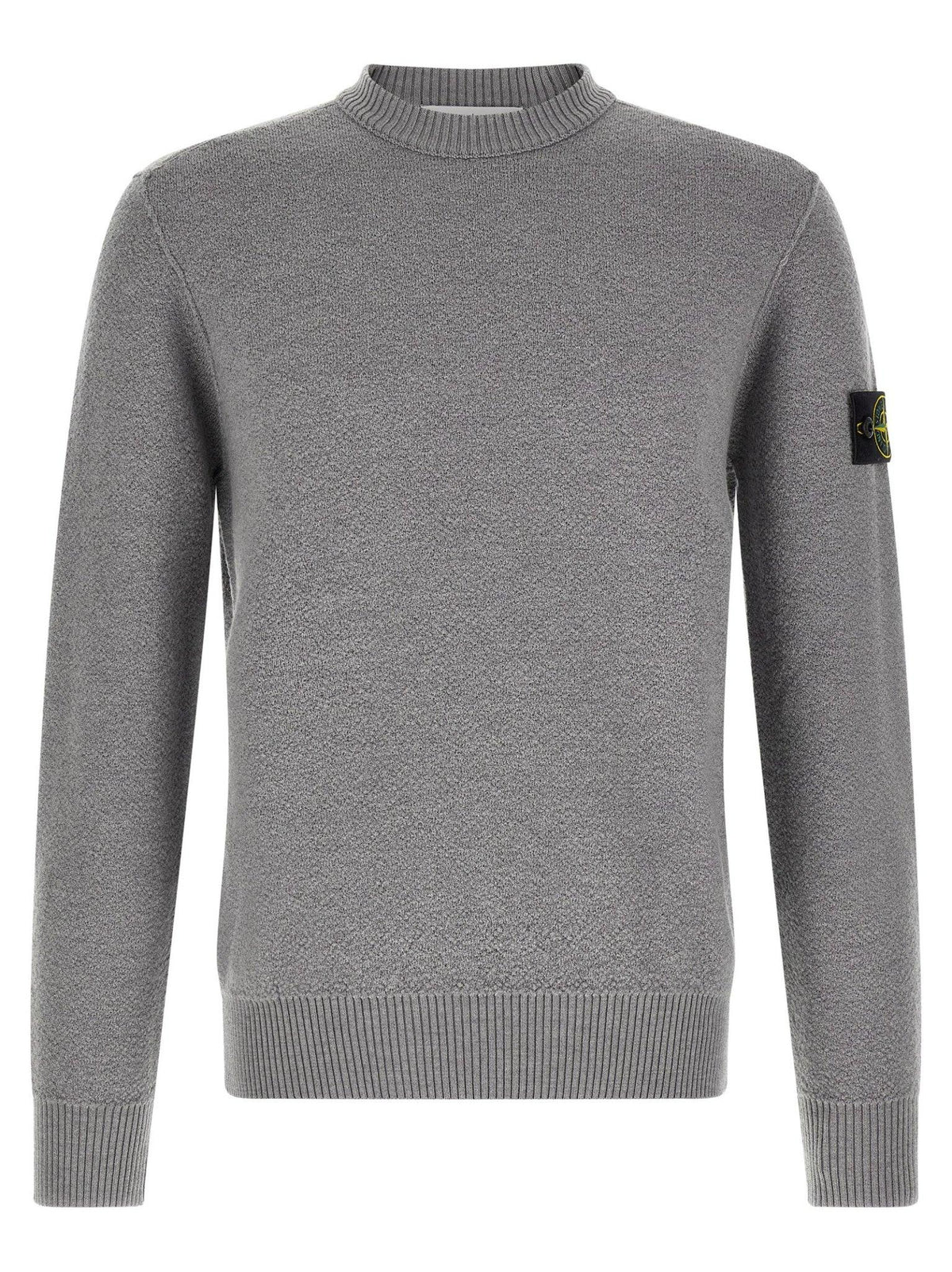 STONE ISLAND Wool Round Neck Knit Sweater Navy Men