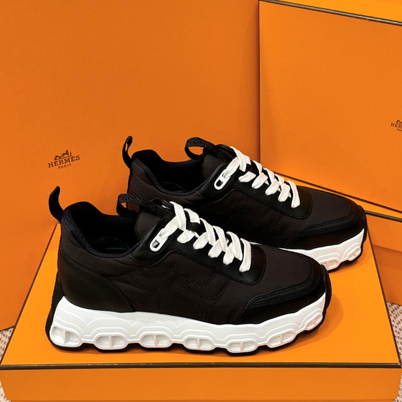 HERMES Black White Impulse Sneakers with Chaine d’Ancre Outsole