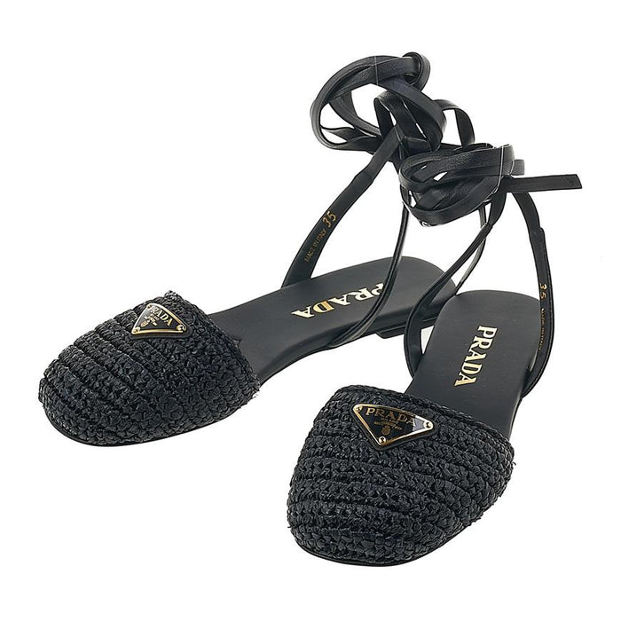 PRADA Women’s Crochet Flat Sandals Black