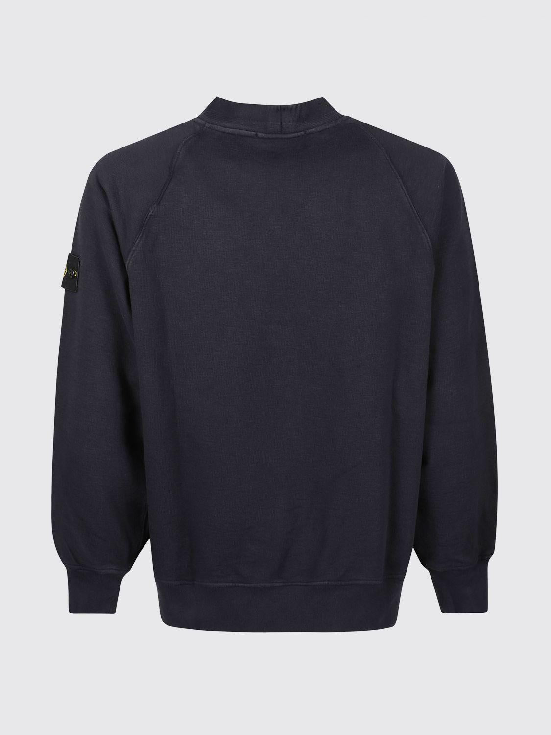 STONE ISLAND Black Cotton Pullover Sweatshirt for Men