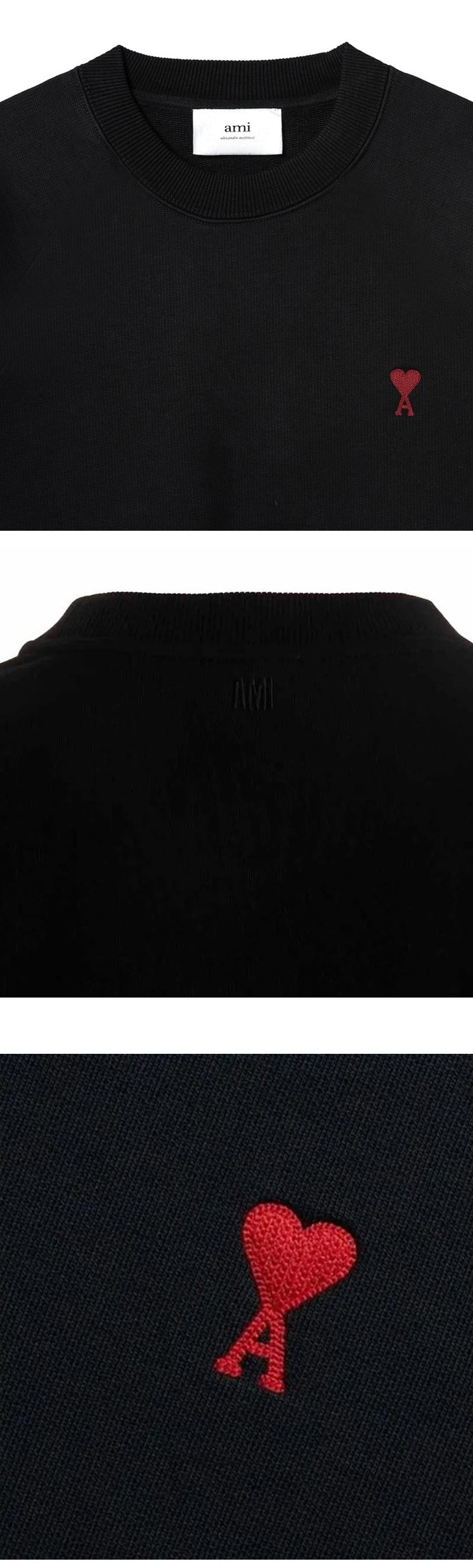AMI Small Heart Black Sweatshirt for Men