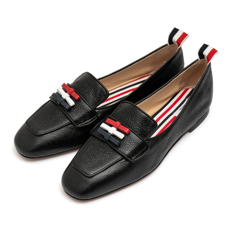 THOM BROWNE RWB Three Bow Calf Leather Flexible Sole Loafers