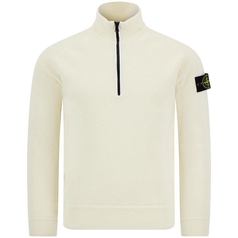 STONE ISLAND Logo Patch Half-Zip Turtleneck Knit Sweater for Men