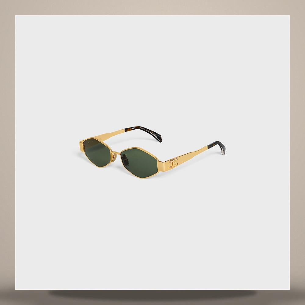 CELINE Triomphe 02 Metal Sunglasses Gold Green