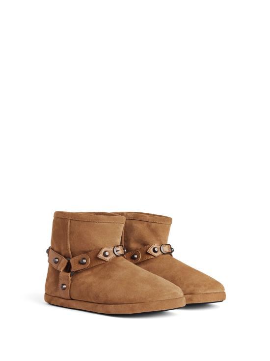 BALENCIAGA Alaska Soft Booties Kamel Brown Leather Ankle Boots