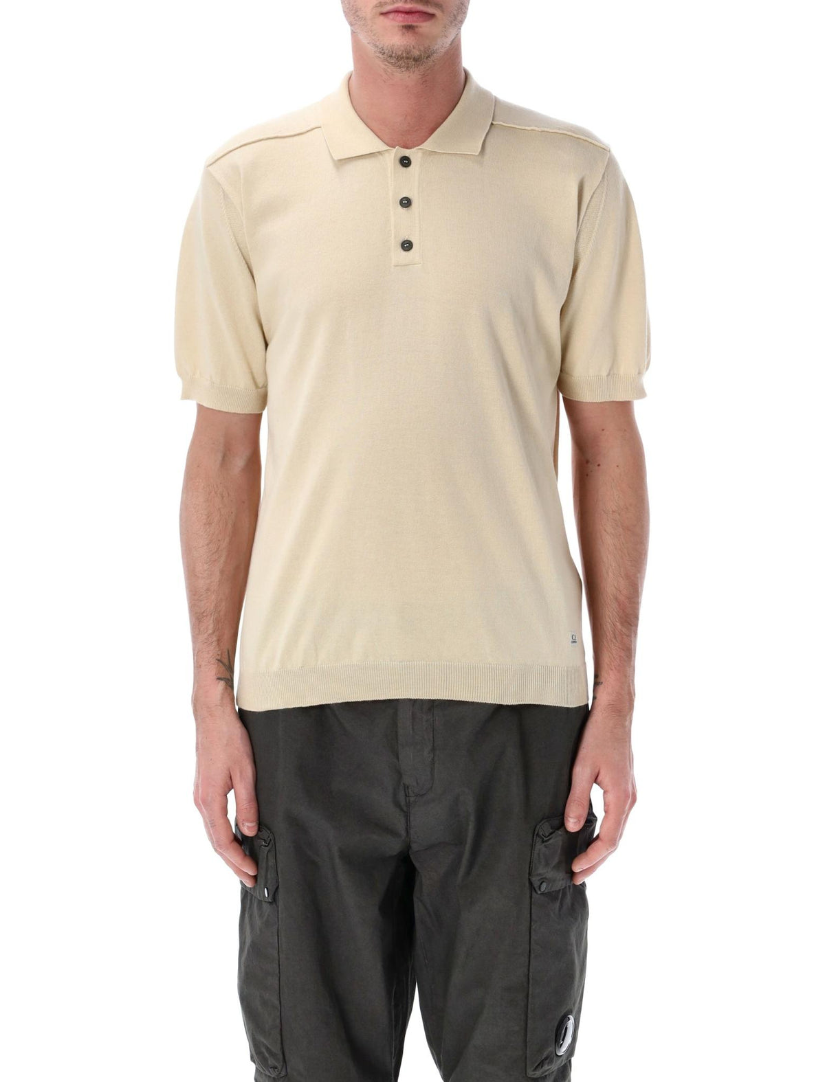 CP Company Short Sleeve Cotton Polo Shirt Navy Men's