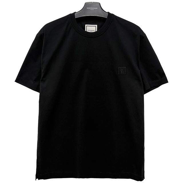 WOOYOUNGMI Black Flower Back Logo Short Sleeve T-Shirt