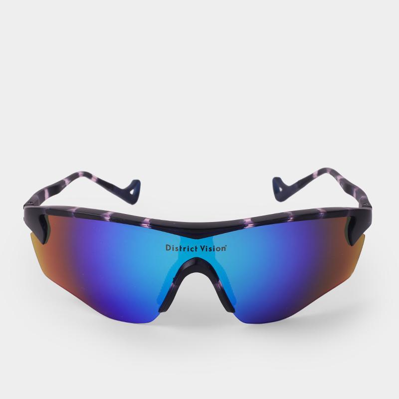 District Vision Junya Racer Unisex Sunglas DVG003 Navy Pink Mosaic D Blue Mirror