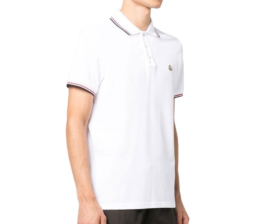 Moncler Trimmed Cotton Pique Polo Shirt White