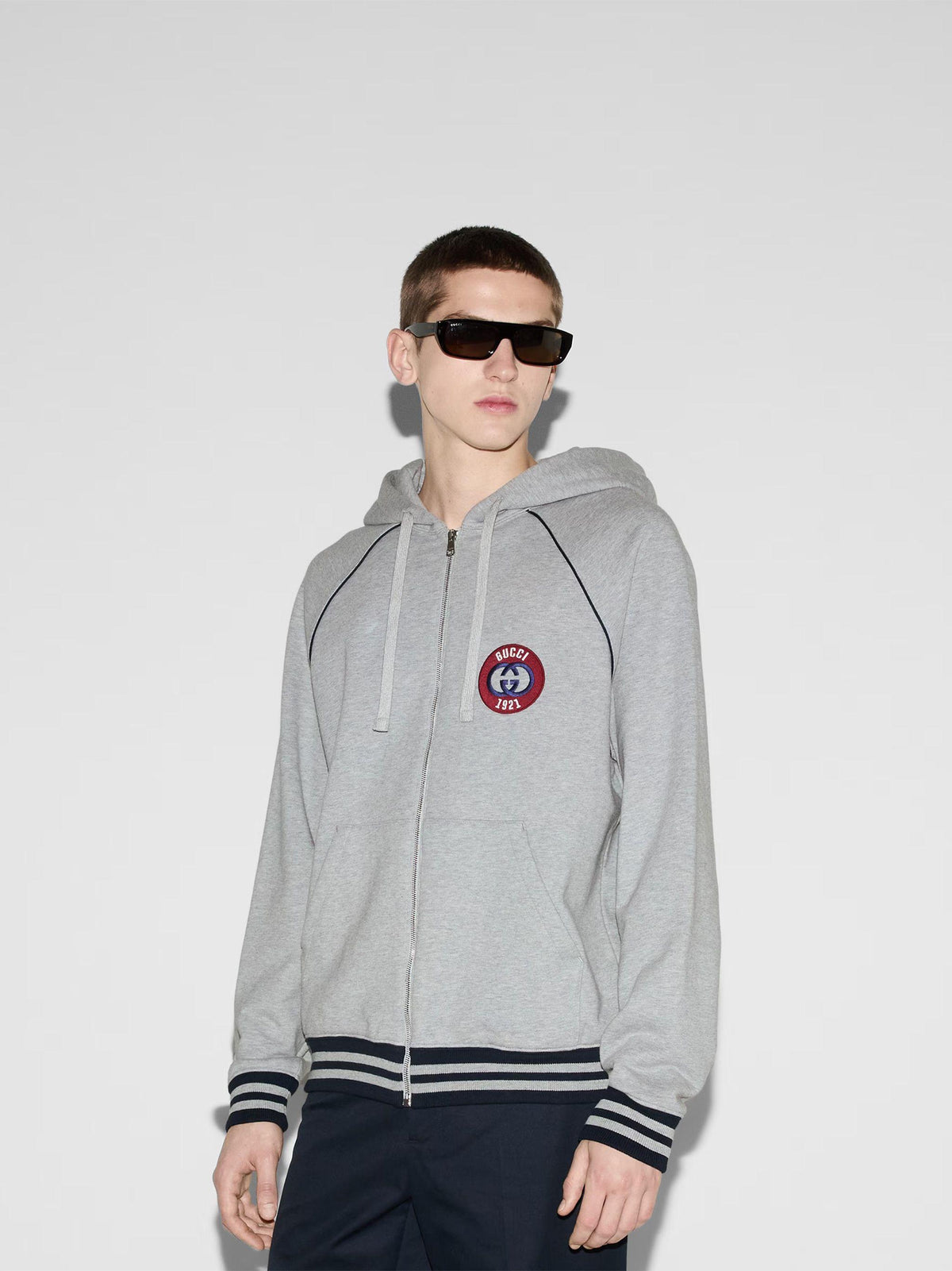 GUCCI Zip-Up Hoodie Men's SS26 Black Cotton