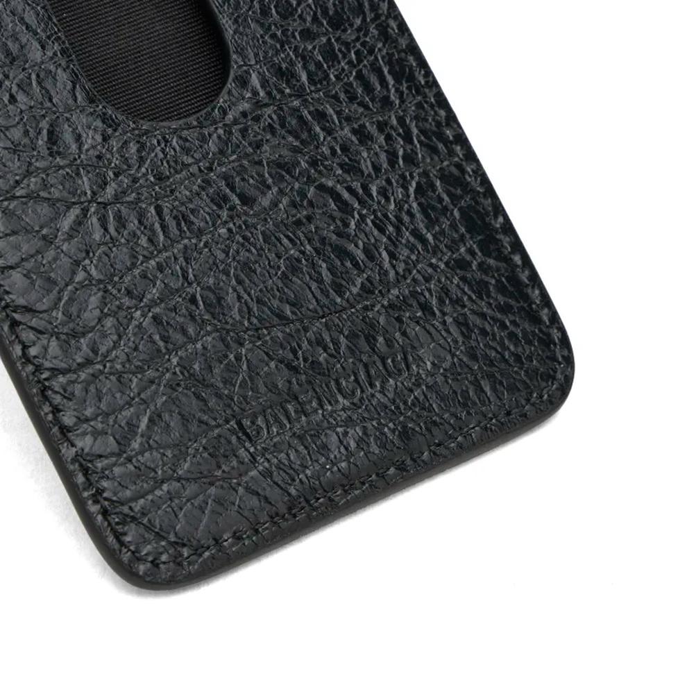 BALENCIAGA Le Cagole Magnet Card Holder Black Leather Unisex