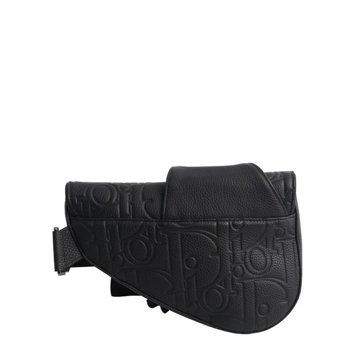 DIOR Saddle Sling Bag Men’s Crossbody Bag Black Leather