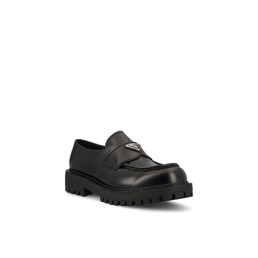 PRADA Triangle Logo Black Leather Loafers Men’s 2DE151 G001 B4L F0002