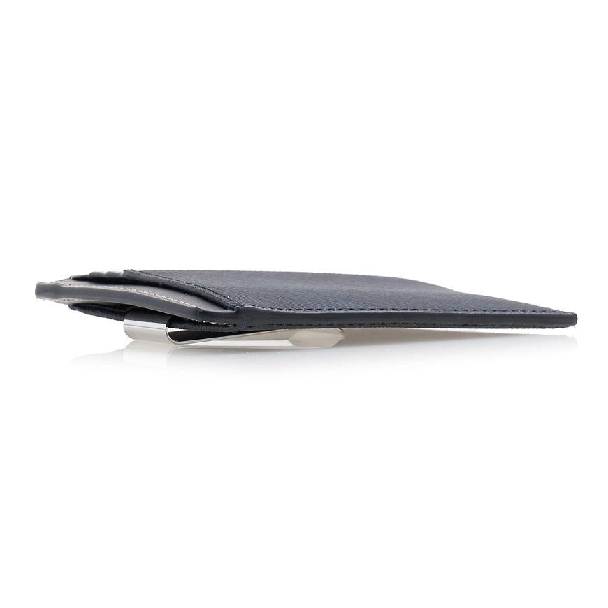 BURBERRY Black Leather Money Clip Card Holder