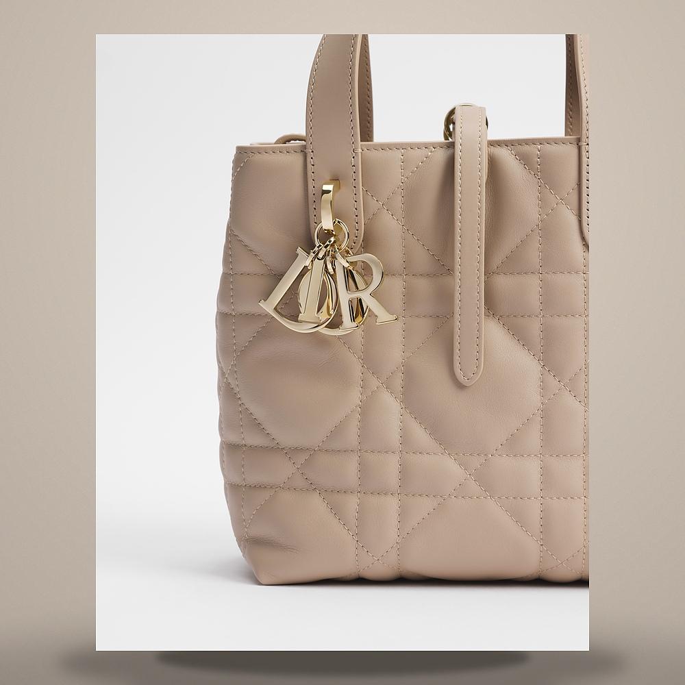 DIOR Small Toujours Vertical Tote Powder Beige Macro Cannage Calfskin