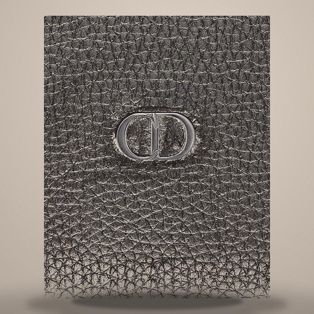 DIOR CD Icon Zip Long Wallet Black Grained Calfskin Card Holder